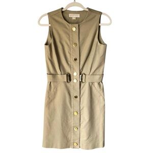 Michael Kors Dress Tan/Camel Color with Gold Hardware Snap Front Lined Sz 2